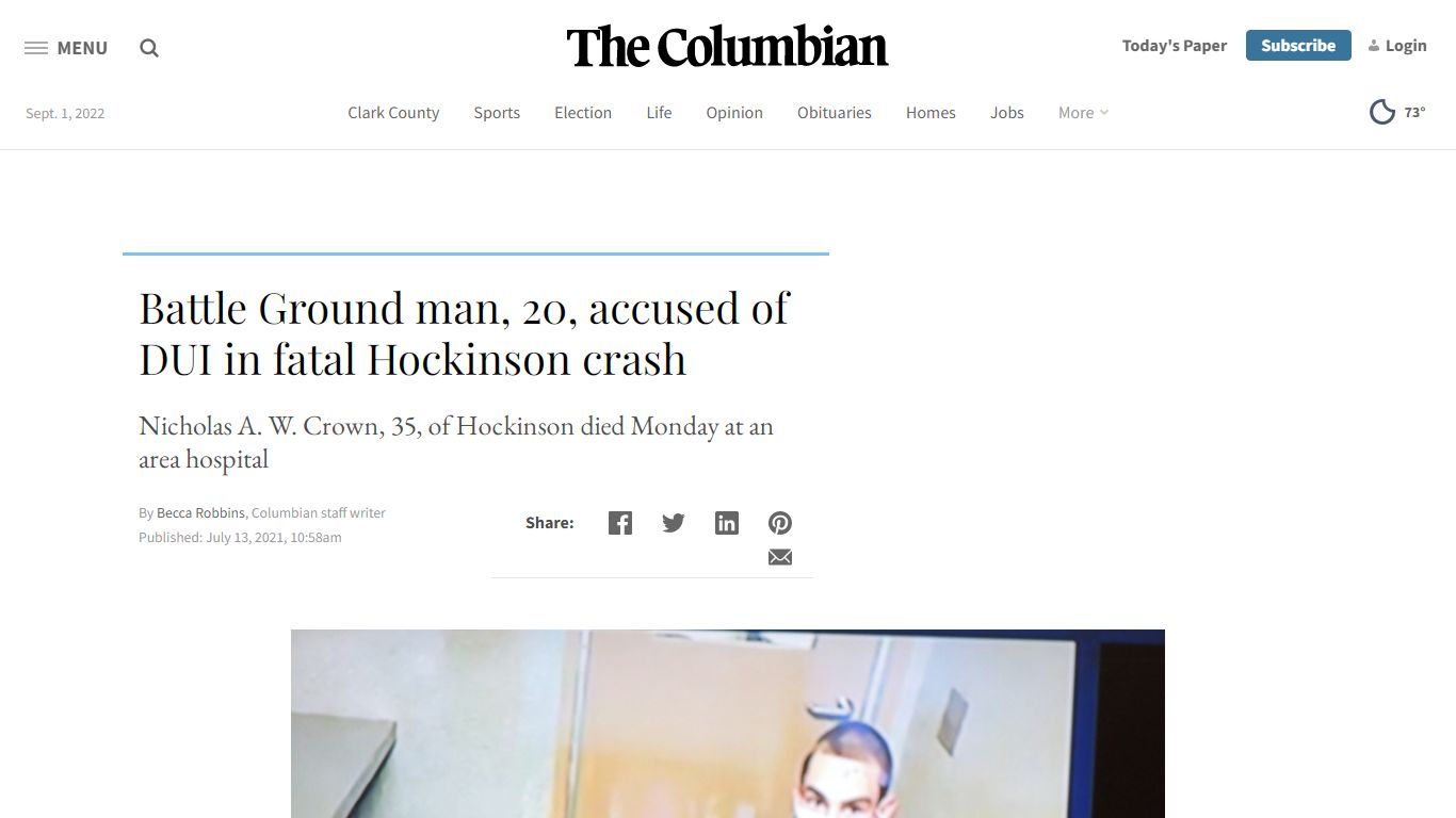 Battle Ground man, 20, accused of DUI in fatal Hockinson crash